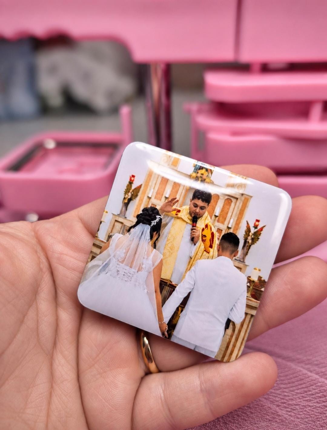 Ímã personalizado com foto de casamento